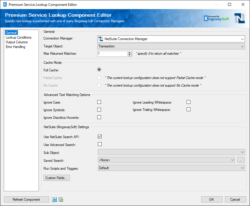 Premium Service Lookup Component - Netsuite - General